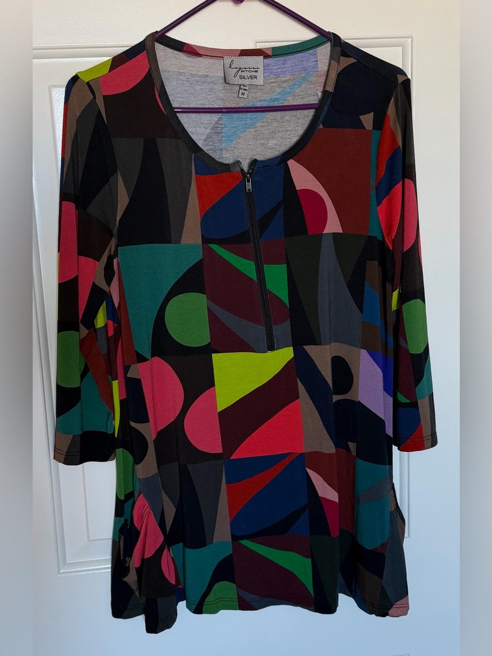 Silver Jeans Multicolor Geometric Zip-Front Tunic